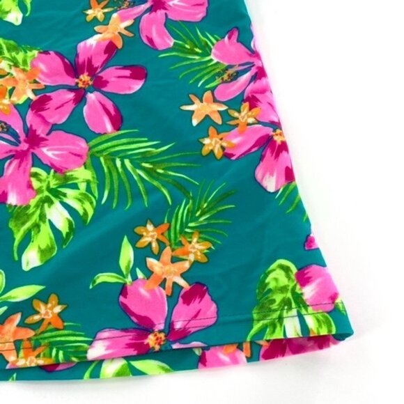 SO V Neck Halter Top Tankini Swimsuit Juniors Sz L Floral Pink Green Tropical - Picture 16 of 16